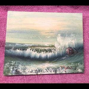 Waves on the Rocks Painting 8x10 Canvas Unframed